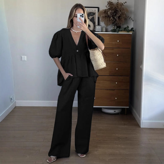 Sweet Solid Color Pure Cotton Puff Suits