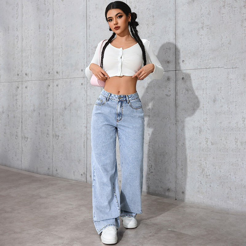 Women's Spicy Style High Waist Straight Summer Loose Trendy Jeans
