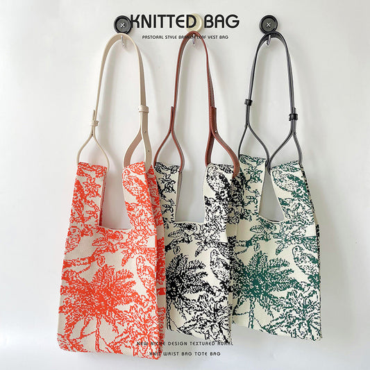 Korean Style Fashionable Coconut Knitted Large Shoulder Bags