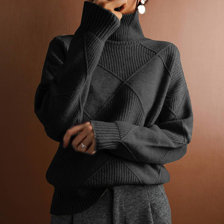 Loose High Collar Warm Solid Color Sweaters