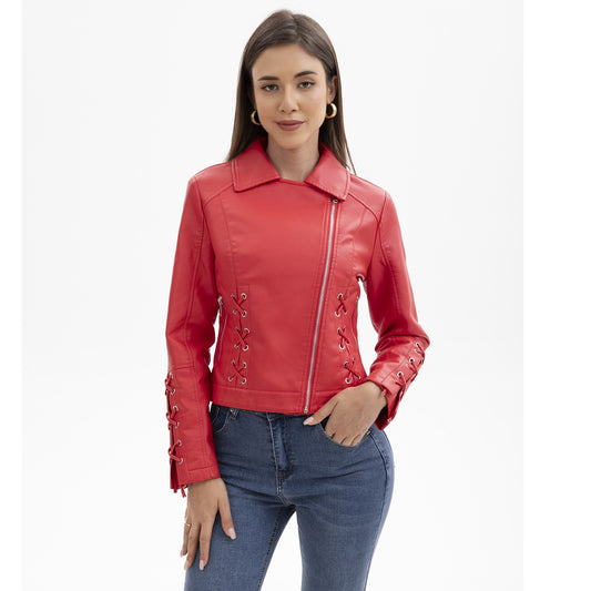 Women's Fashion Woven Leather Popular Casual Jackets
