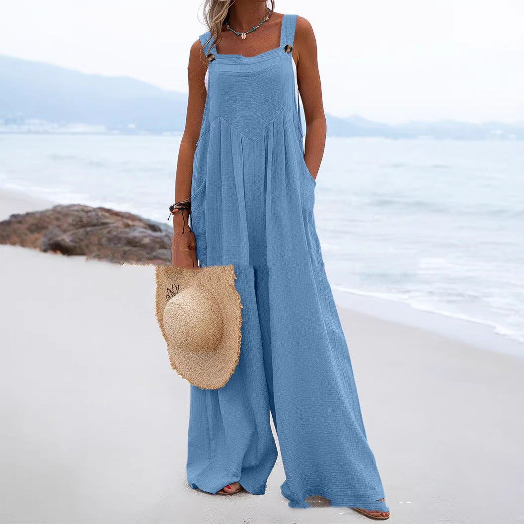 Summer Smart Trousers Solid Color Loose Casual Women's Jumpsuit/clothing