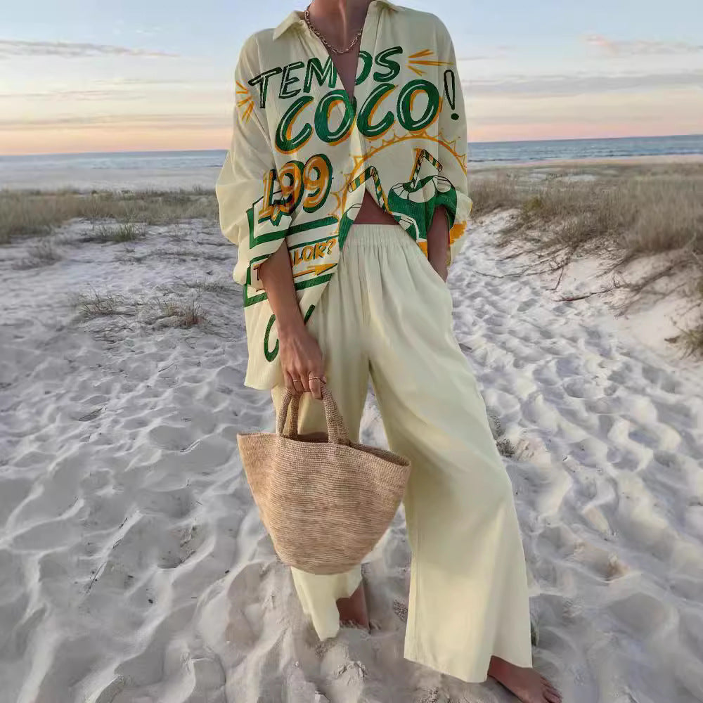 Women's Style Cruise Wear Seaside Tropical Printing Suits