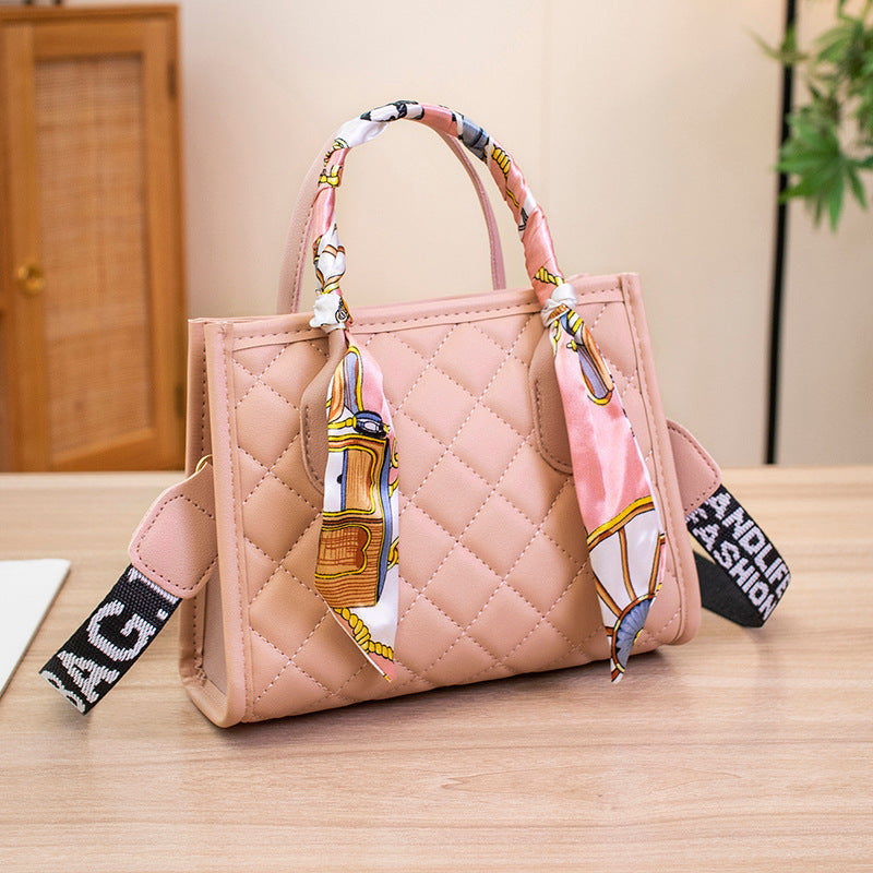Women's Fashion Rhombus Embroidered Silk Scarf Girdle Crossbody Bags