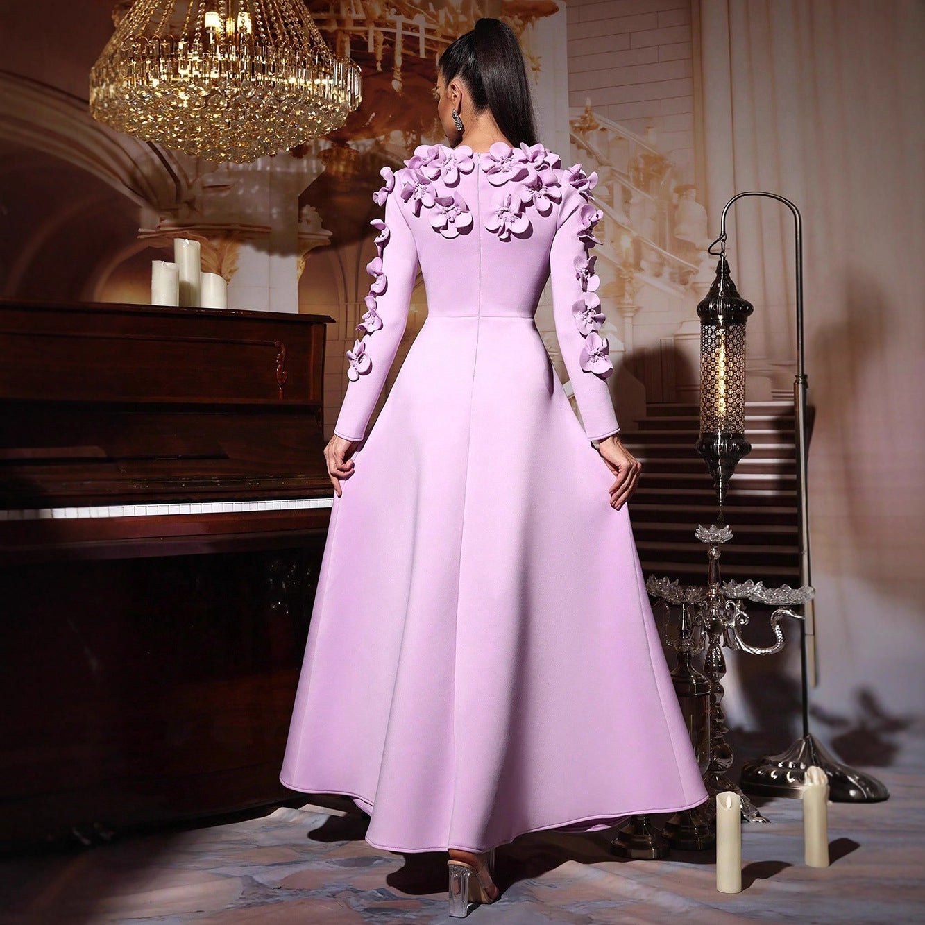 Women's Flower A- Line Dress Autumn Patchwork Dresses