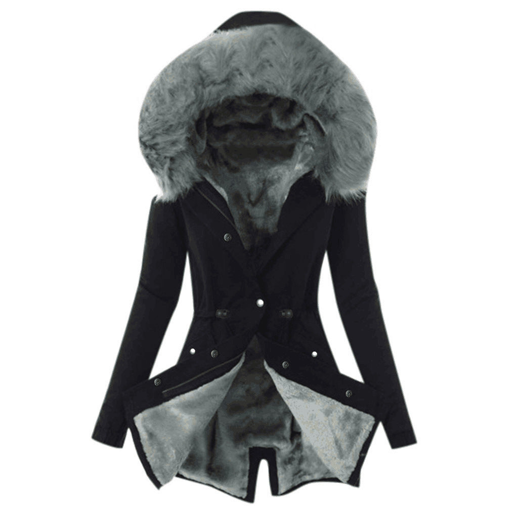 Women's European Parka Mid-length Clothes Hooded Winter Coats