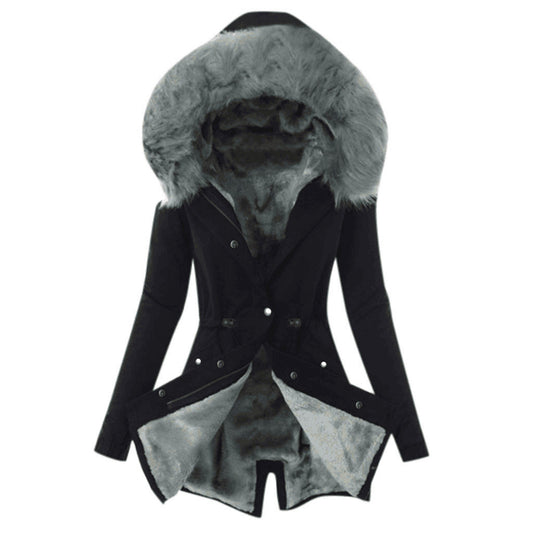 Women's European Parka Mid-length Clothes Hooded Winter Coats
