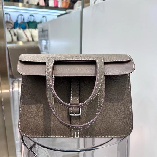 Genuine Leather Saddle Vachette Clasp Portable Handbags