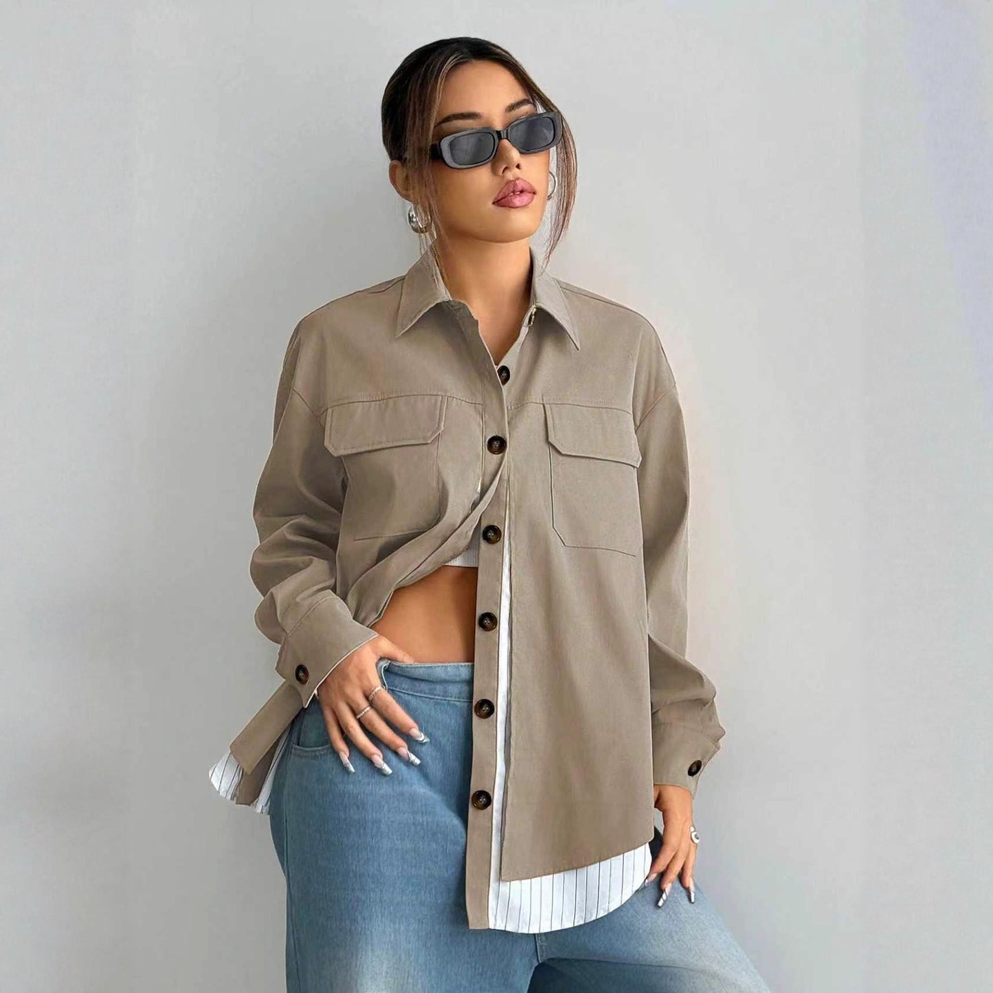 Two-piece Elegance Retro Loose Slimming Long Blouses