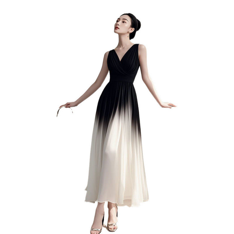 Women's White Gradient Sleeveless Unique Beautiful Summer Dresses