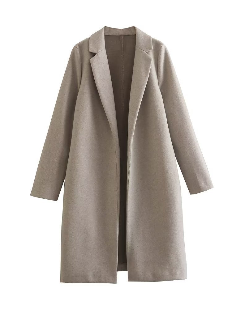 Women's Solid Color Simple Loose Temperament Woolen Coats