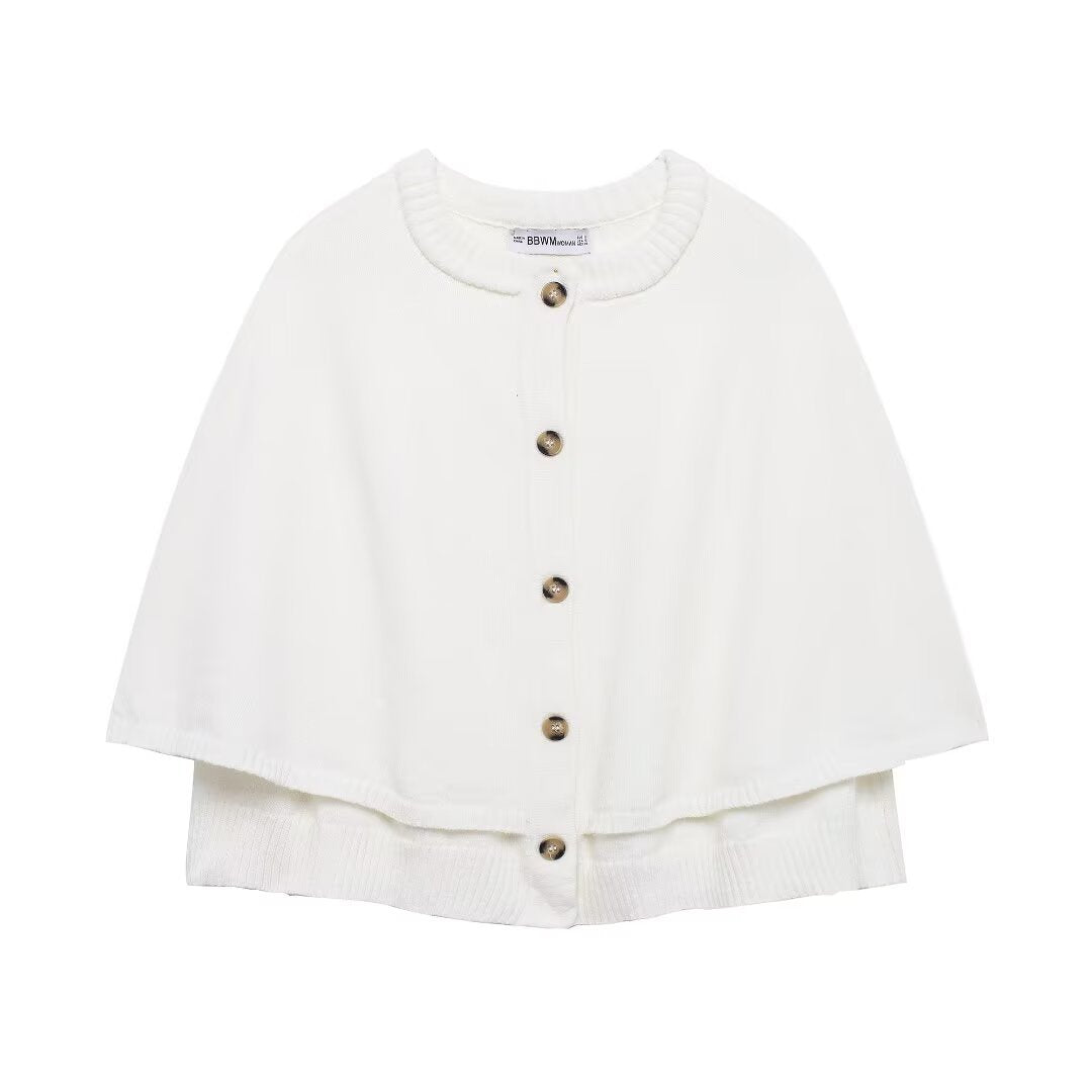 Women's Autumn Fashionable Cape Design Round Neck Coats