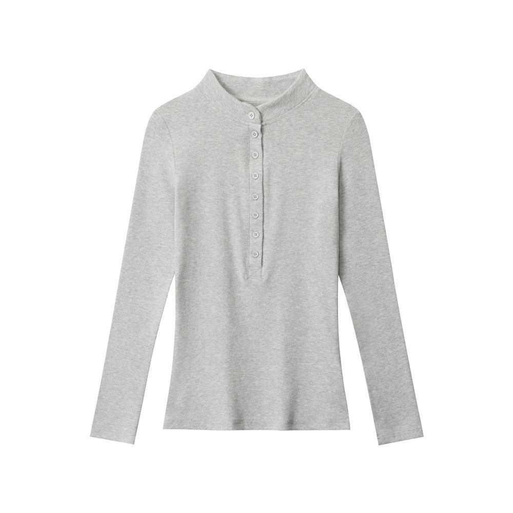 Women's Collar Slim Fit Slimming Long Sleeves T-shirt Tops