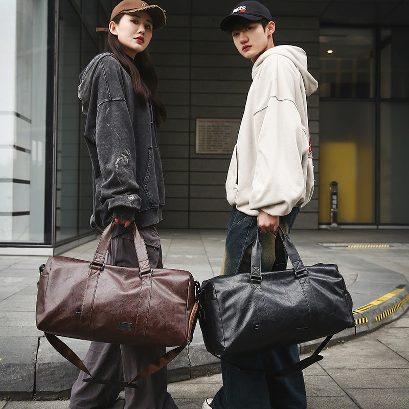 Women's & Men's & Leather Fitness Large Capacity Trip Travel Bags