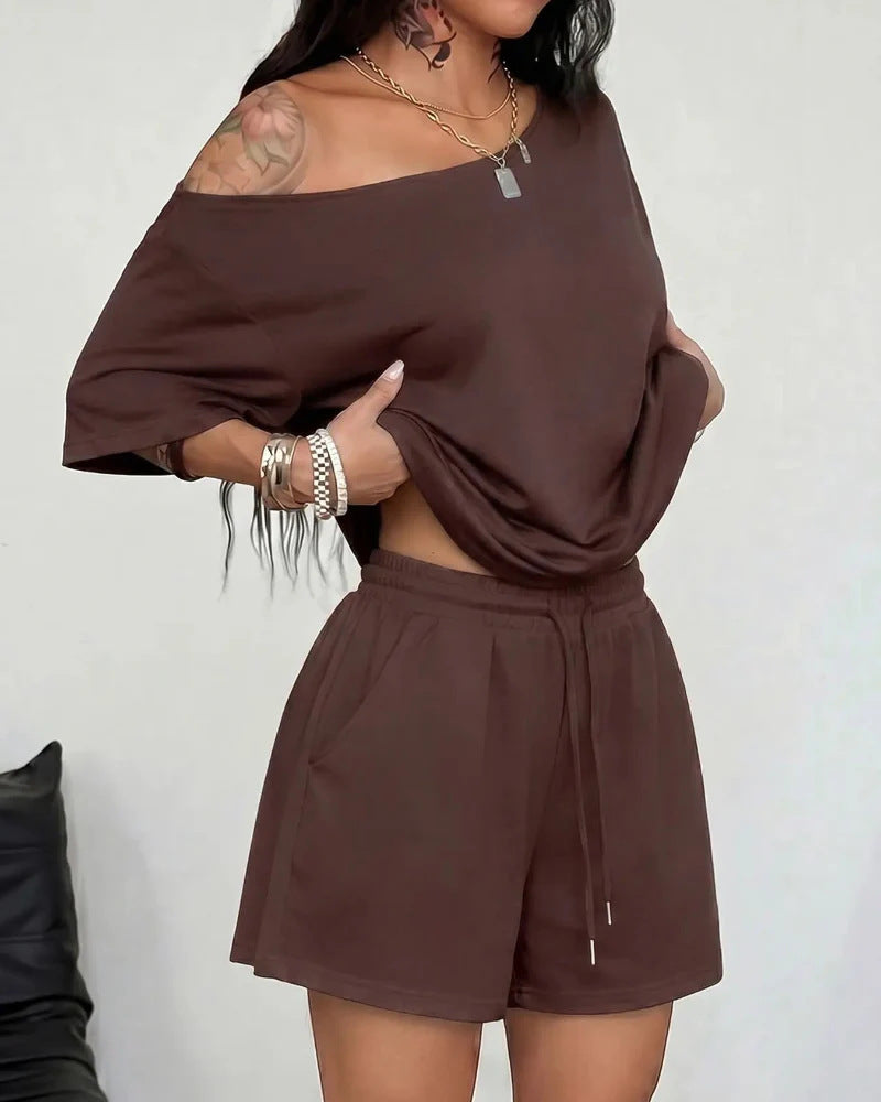 Elegant Women's Sports Sleeve Two-piece Loose Fashion Casual Suit