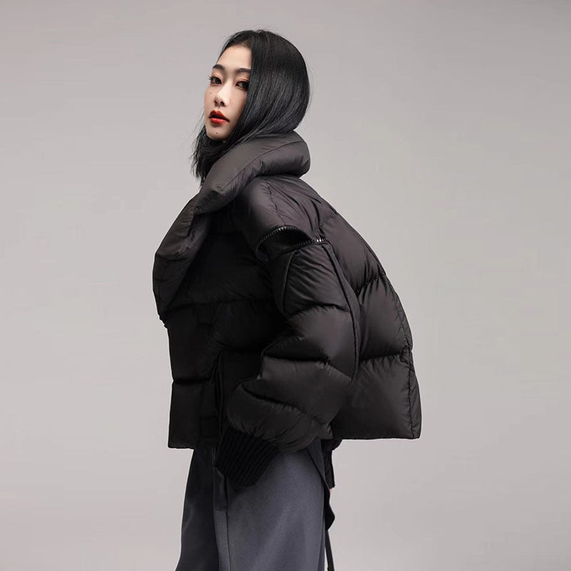 Women's Knitted Stitching Large Lapel Down Chic Jackets