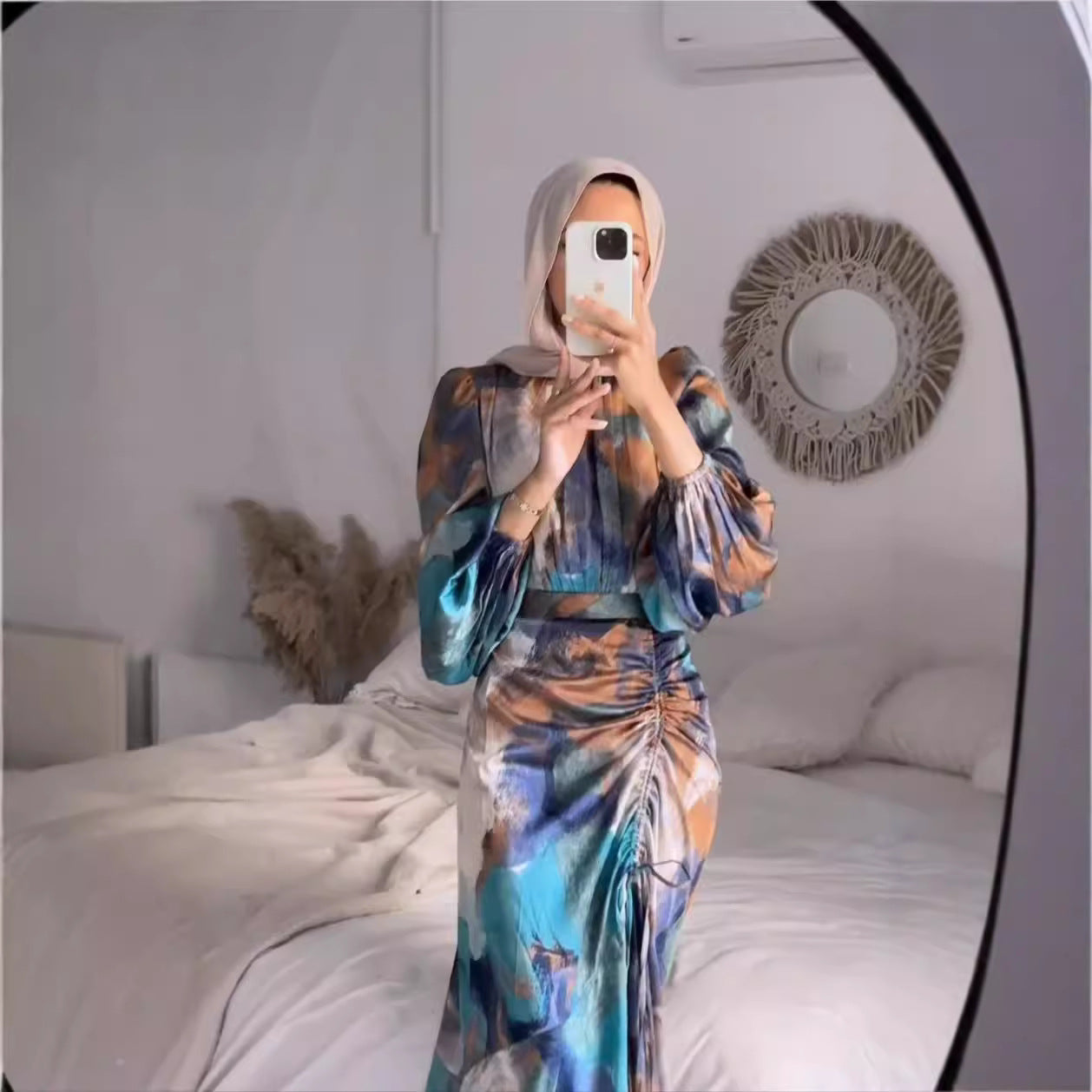 Women's Pleated Slimming Long Sleeve Dress Commuter Dresses