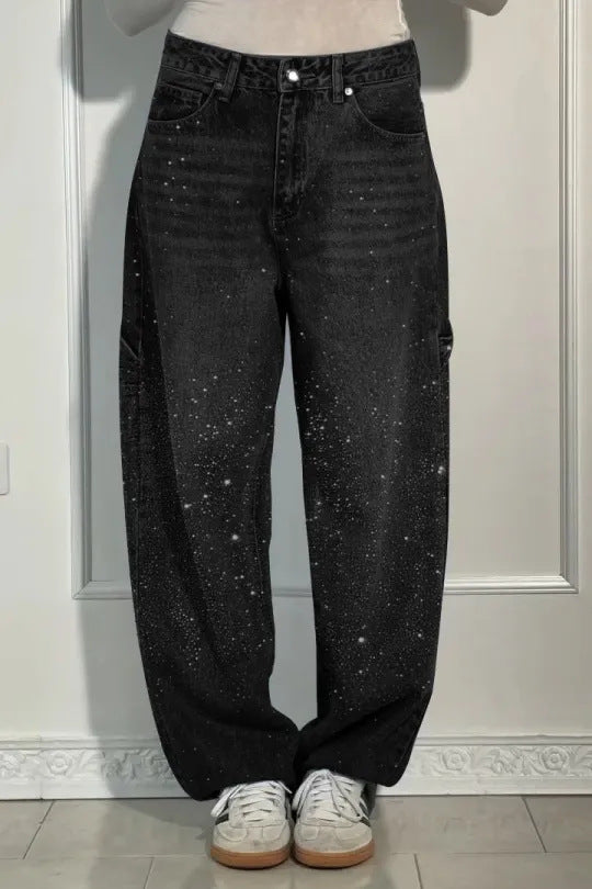 Women's Cool Fashion Starry Rhinestone Casual Jeans