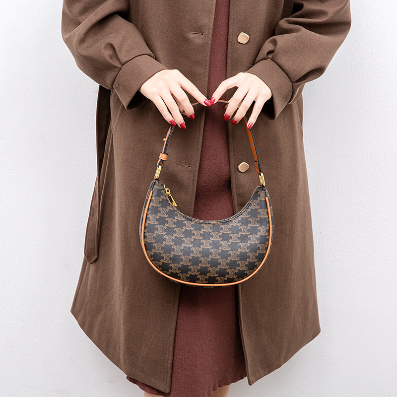 Popular Arc Presbyopic Pea Cowhide Splicing Armpit Bags