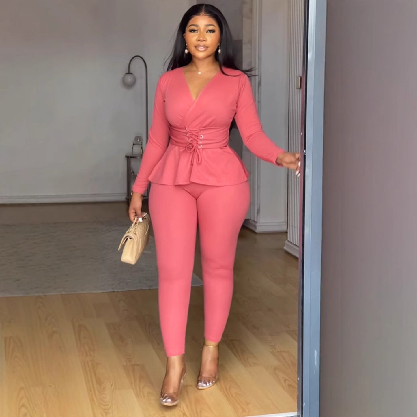 Beautiful Solid Color Stretch Long Sleeve Jumpsuits