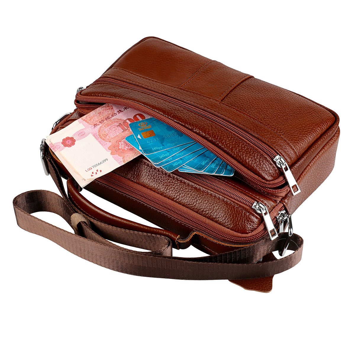 Women's & Men's & First Layer Cowhide Multifunction Money Men's Chest Bags