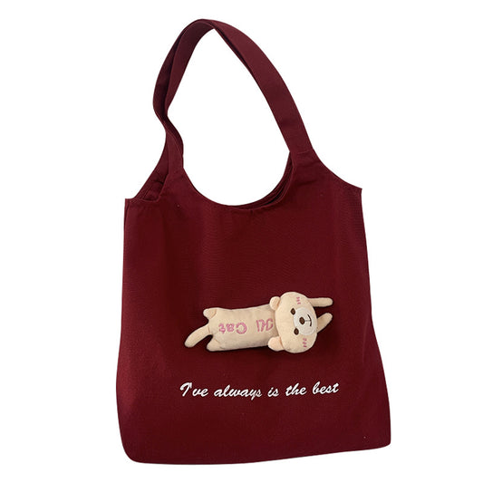 Women's Doll Canvas Style Artistic Simple Letter Shoulder Bags