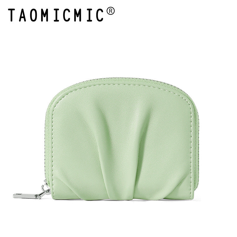 Women's Organ Versatile Pleated Mini Compact Card Holder