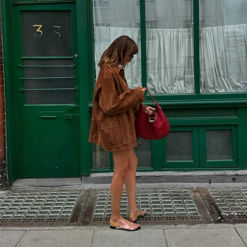 Women's Retro Lapels Long Sleeve Button Jackets