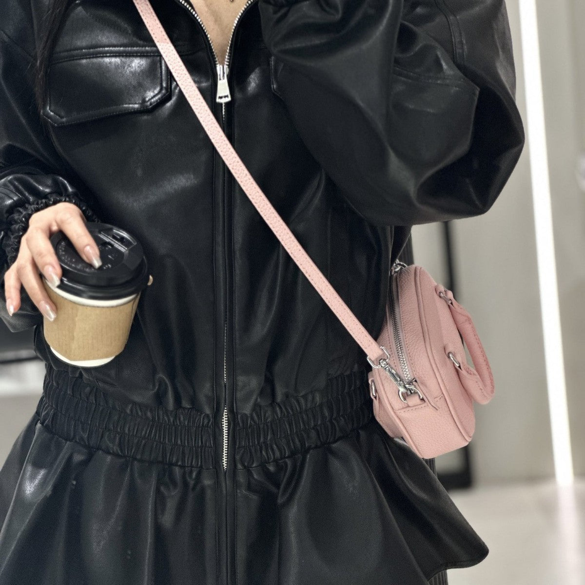 Women's First Layer Cowhide Bowling Boston Leather Crossbody Bags