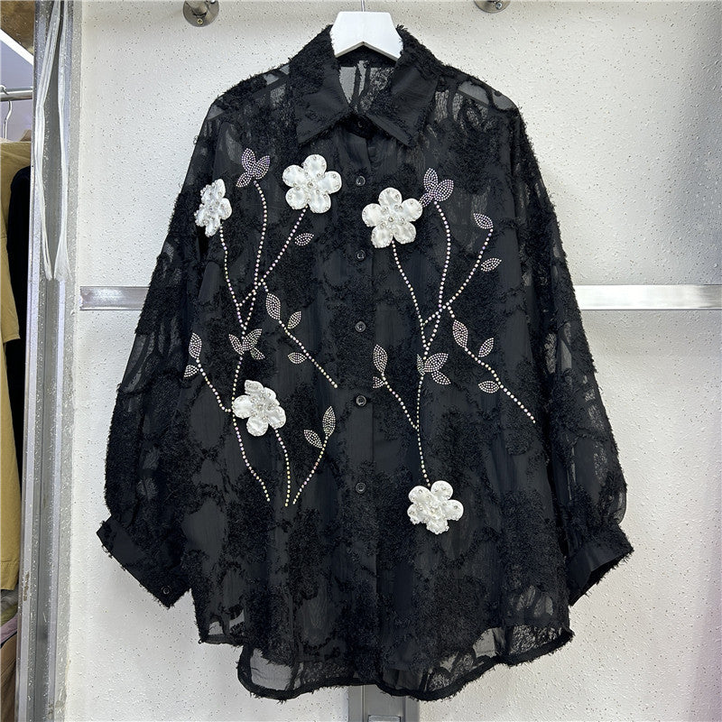 Women's Lapel Single Breasted Long Sleeve Mid-length Blouses
