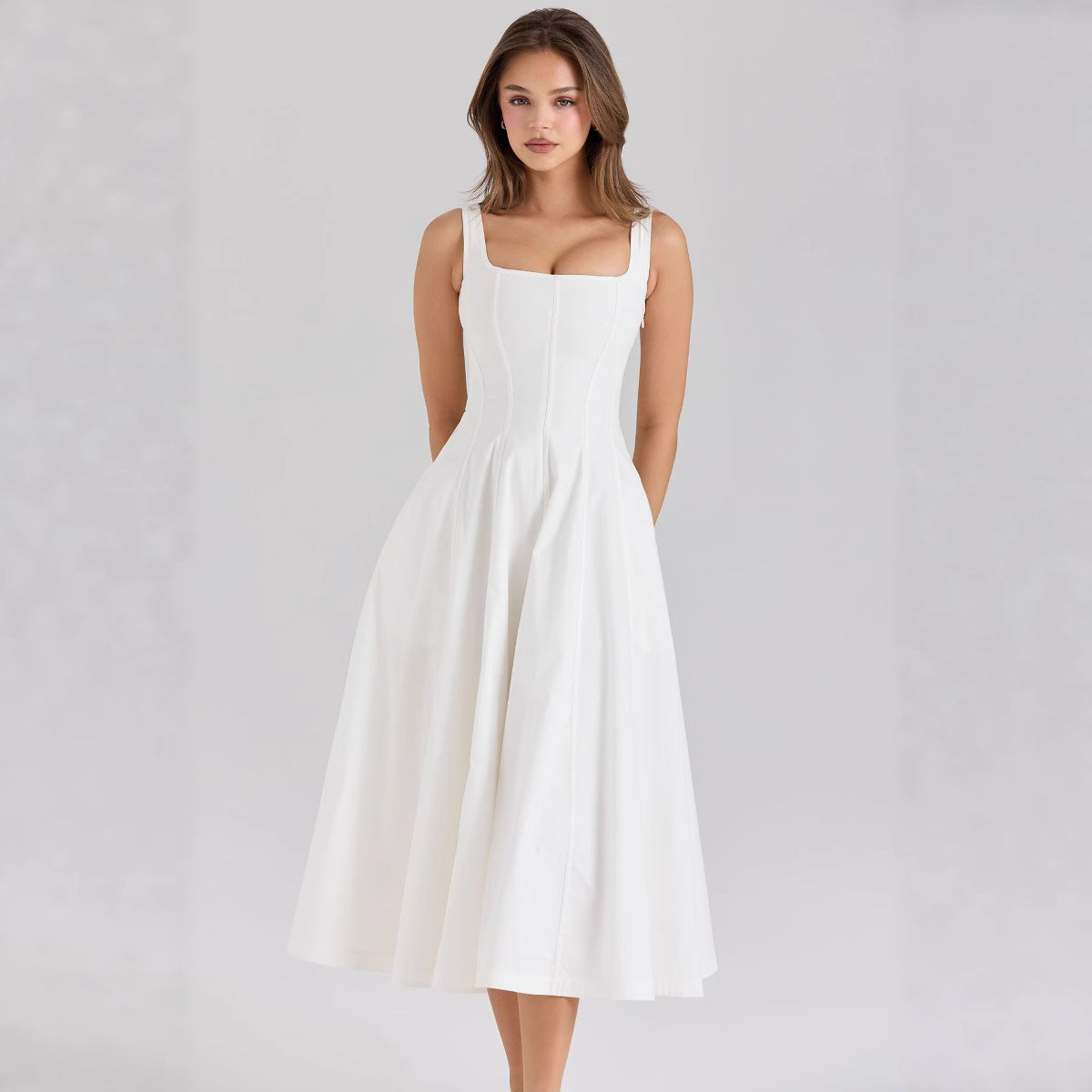 Tied Slim Fit High Waist Midi Dress Dresses