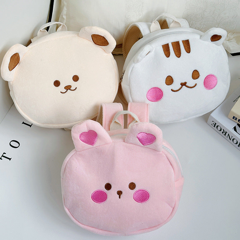 Super Cute Cartoon Furry Doll Round Kindergarten School Bags