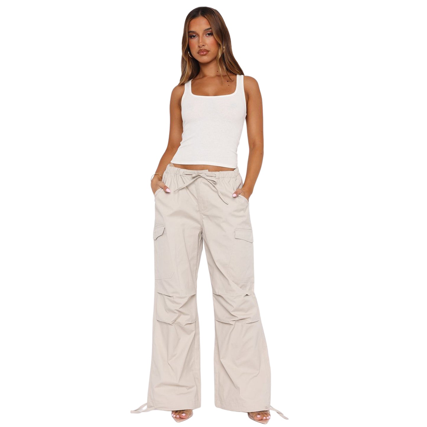 Women's Comfortable Loose Straight Cargo Casual Pants