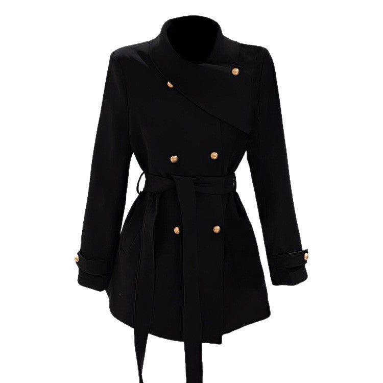 Style Double Breasted Windbreaker Female Fat Sister Coats