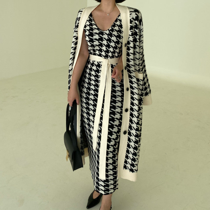 French Minority Idle Style Long Knitted Suits