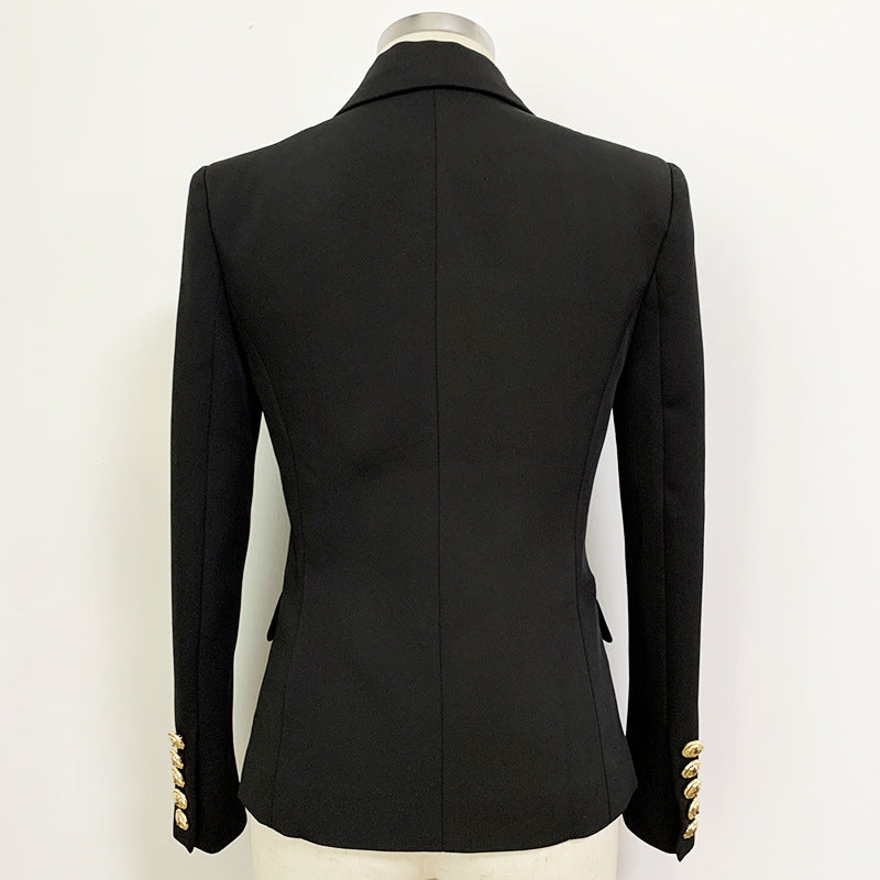 Women's Metal Lion Head Buckle Double-breasted Blazers