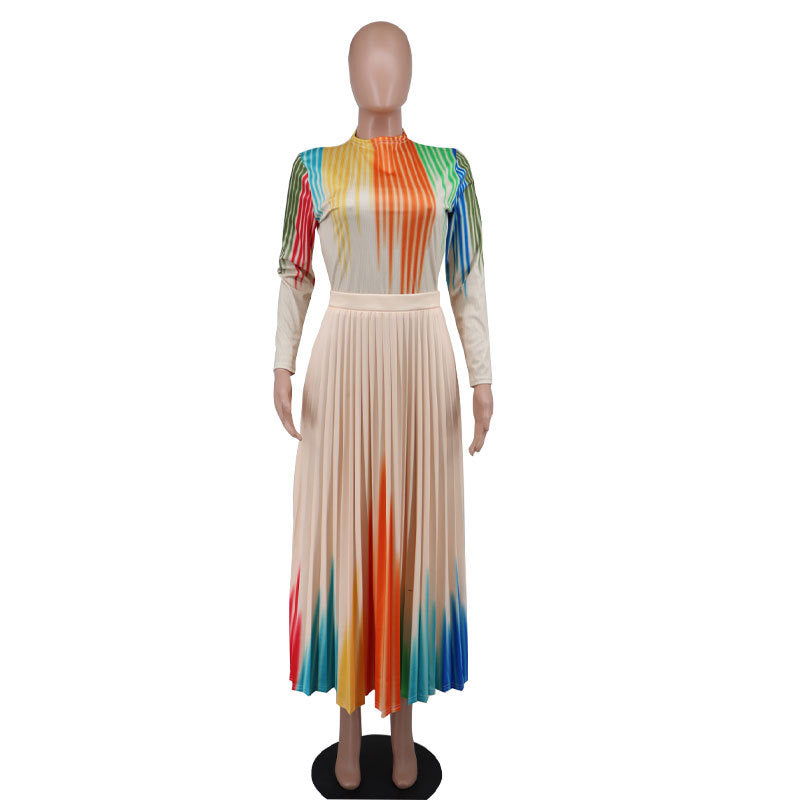 Women's Dress Autumn Chubby Printed Long Sleeve Dresses