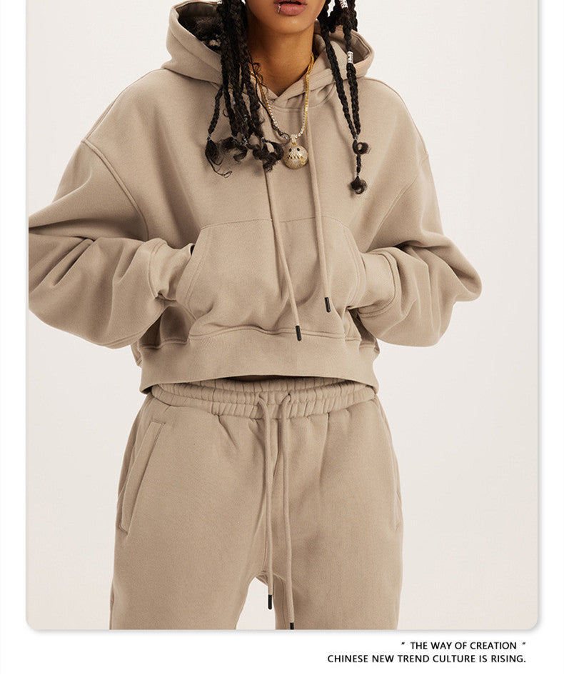 Women's Hooded Round Neck Long Sleeve Two-piece Suits