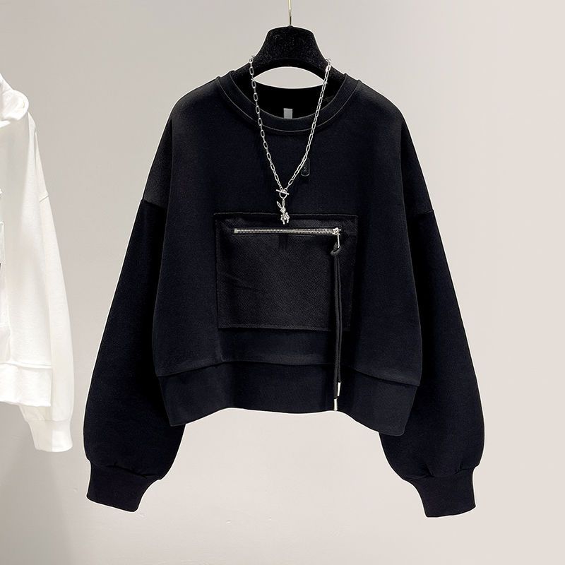 Women's Long-sleeved Korean Style Trendy Loose Zip Pocket Women's Sweater, Sweater