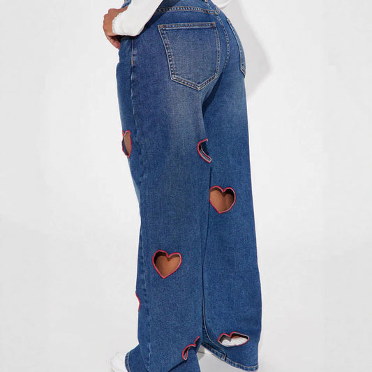 Denim Love Embroidered Loose Leg Xi Jeans