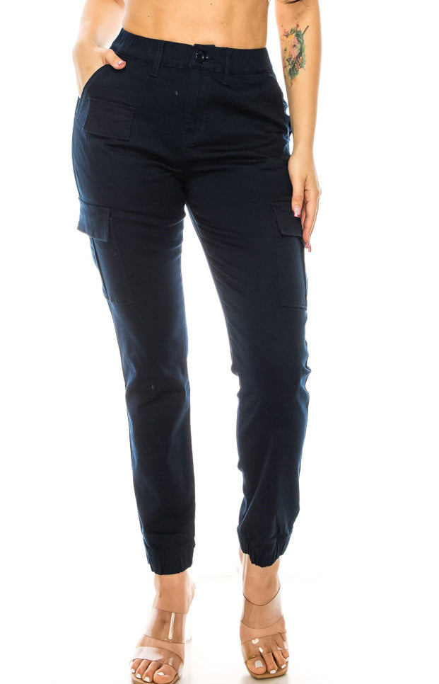 Women's Outdoor Overalls Design Elastic Waist Casual Pants