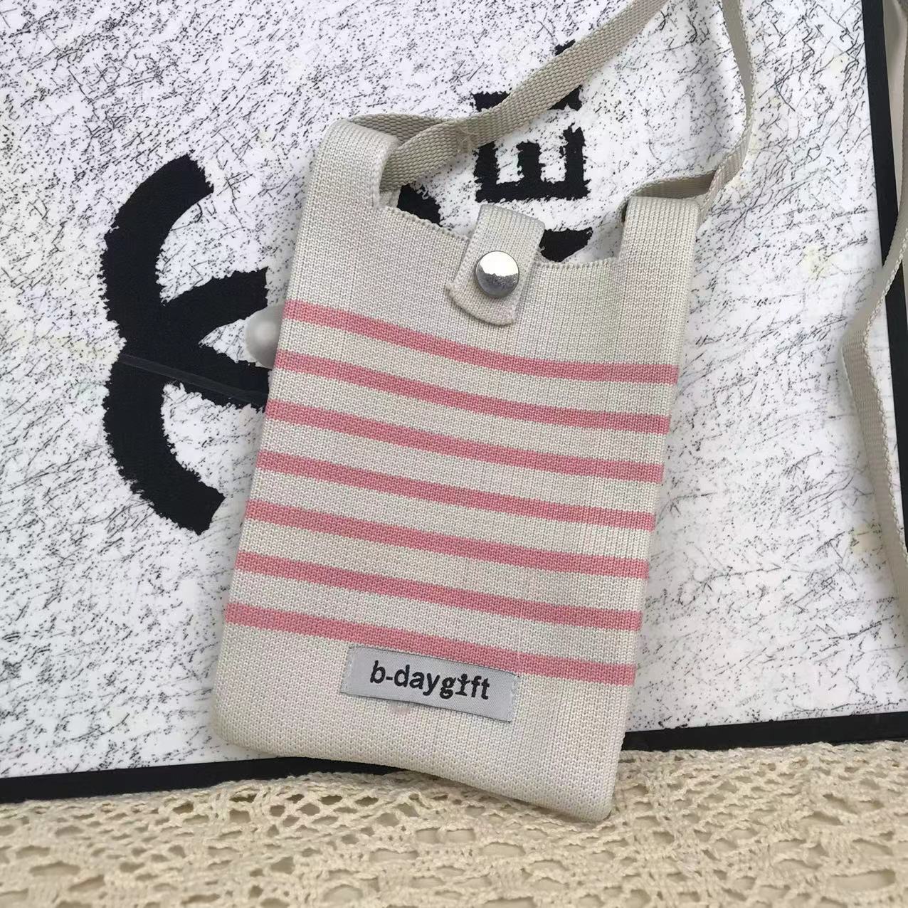 Women's Spring Simple Striped Knitted For Summer Coin Purses