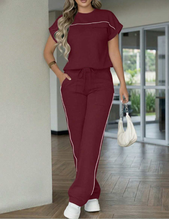Women's Set Solid Color Simple Sleeve Trousers Shorts