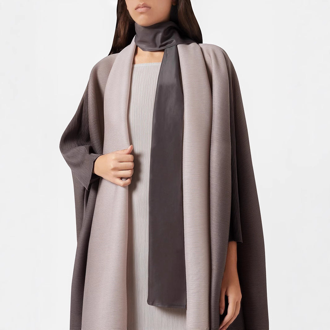 Women's Pleated Gradient Trench High-grade Robe Arab Coats