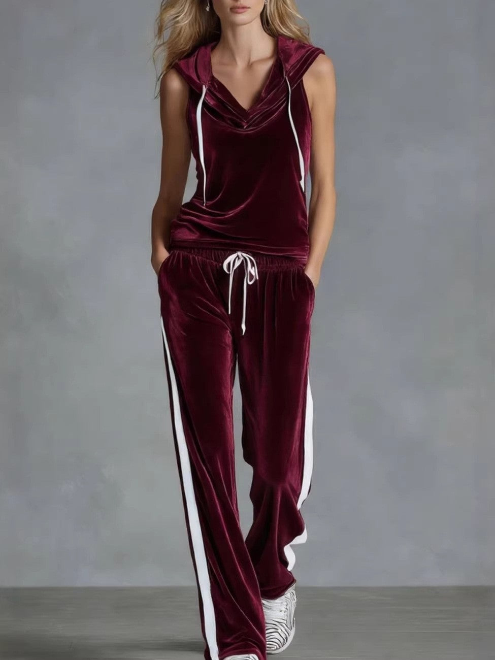 Smart Trousers Sleeveless Sports Comfortable Hooded Fashion Casual Suit