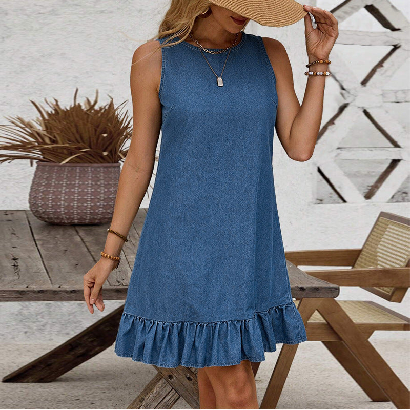 Women's Classic Durable Denim One-piece Dress Dresses