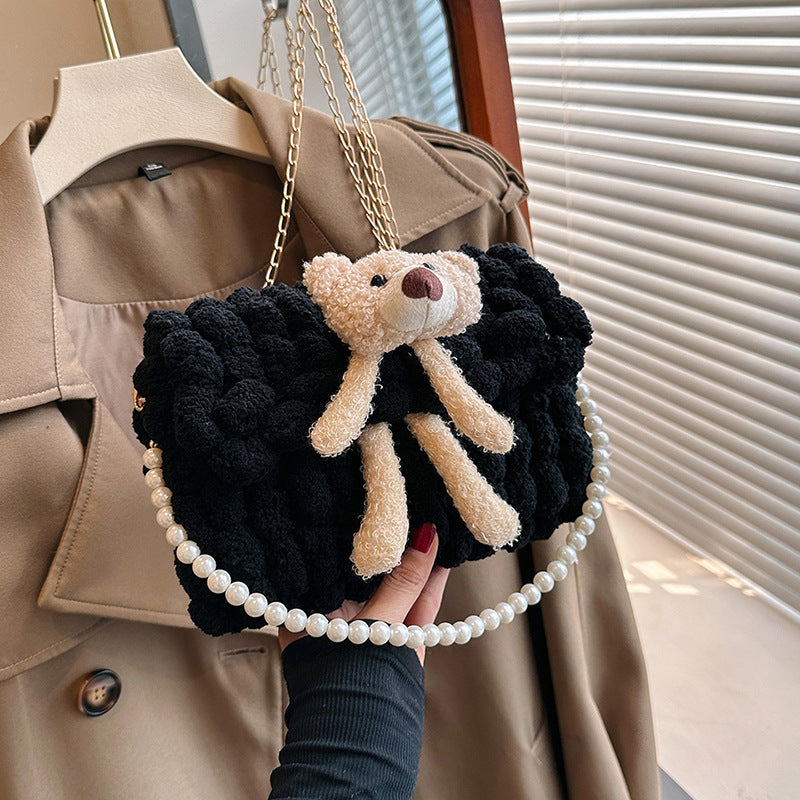 Bear Hand-woven Material Wool Homemade Cute Gift Crossbody Bags