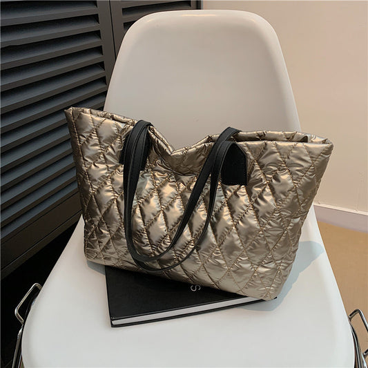 Women's Large Capacity Bale Of Cotton Down Warm Padded Shoulder Bags