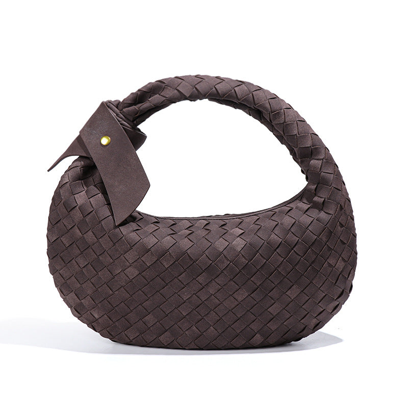 Large Capacity Woven Dumpling Croissant Frosted Handbags