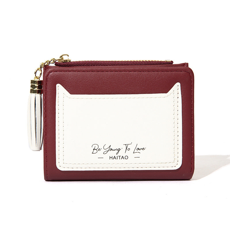 Short Simple Multi Slots Zipper Korean Ladies Wallets